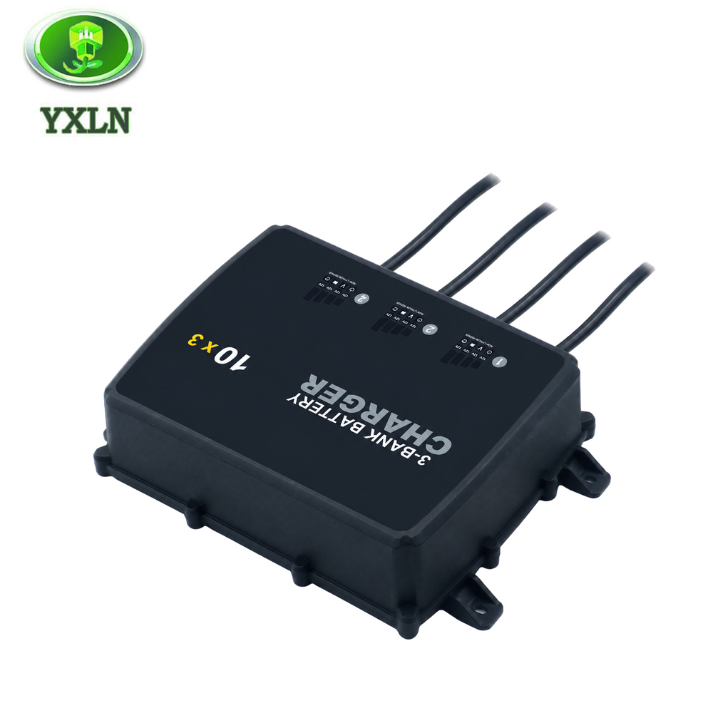 3-Bank 12V Battery Charger 10A Per Bank with Independent Outputs