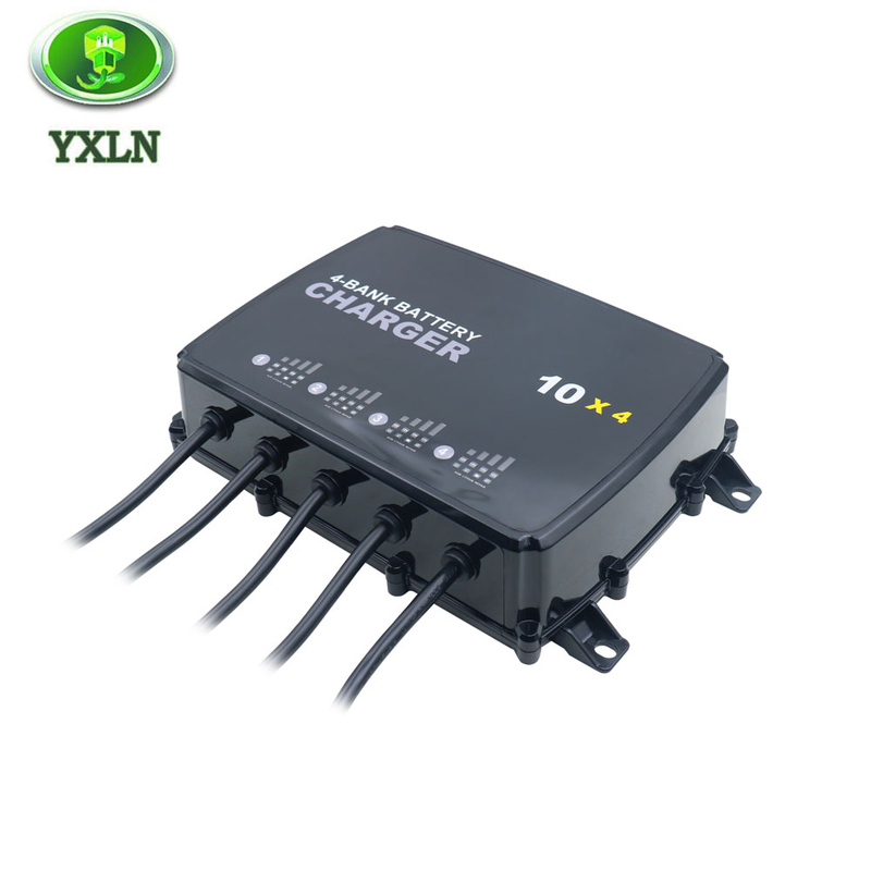 4-Bank Battery Charger 12V 10A x 4 for Marine, RV, AGM, Lithium and Lead-Acid Batteries