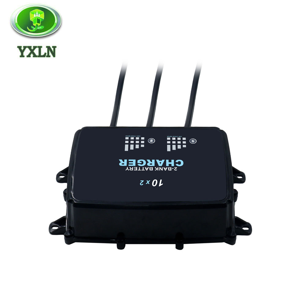 2-Bank 12V 10A Battery Charger for Marine, RV, AGM And Lithium Batteries